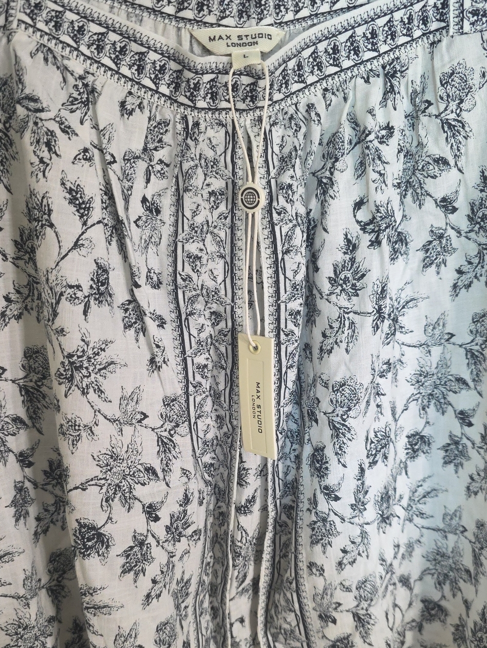 Max Studio London NWT Floral Square-Neck Blouse | Size Large - Picture 6 of 7